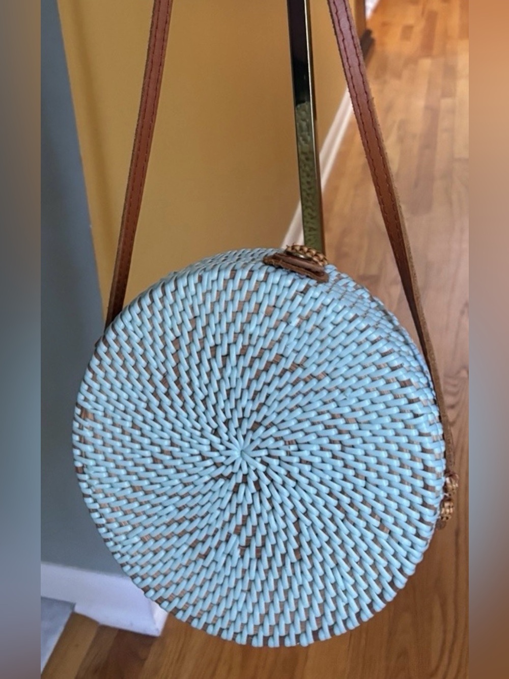 Handwoven Round Rattan Bali Crossbody Bag – 1 Light Blue and 1 mint. Offers 👌